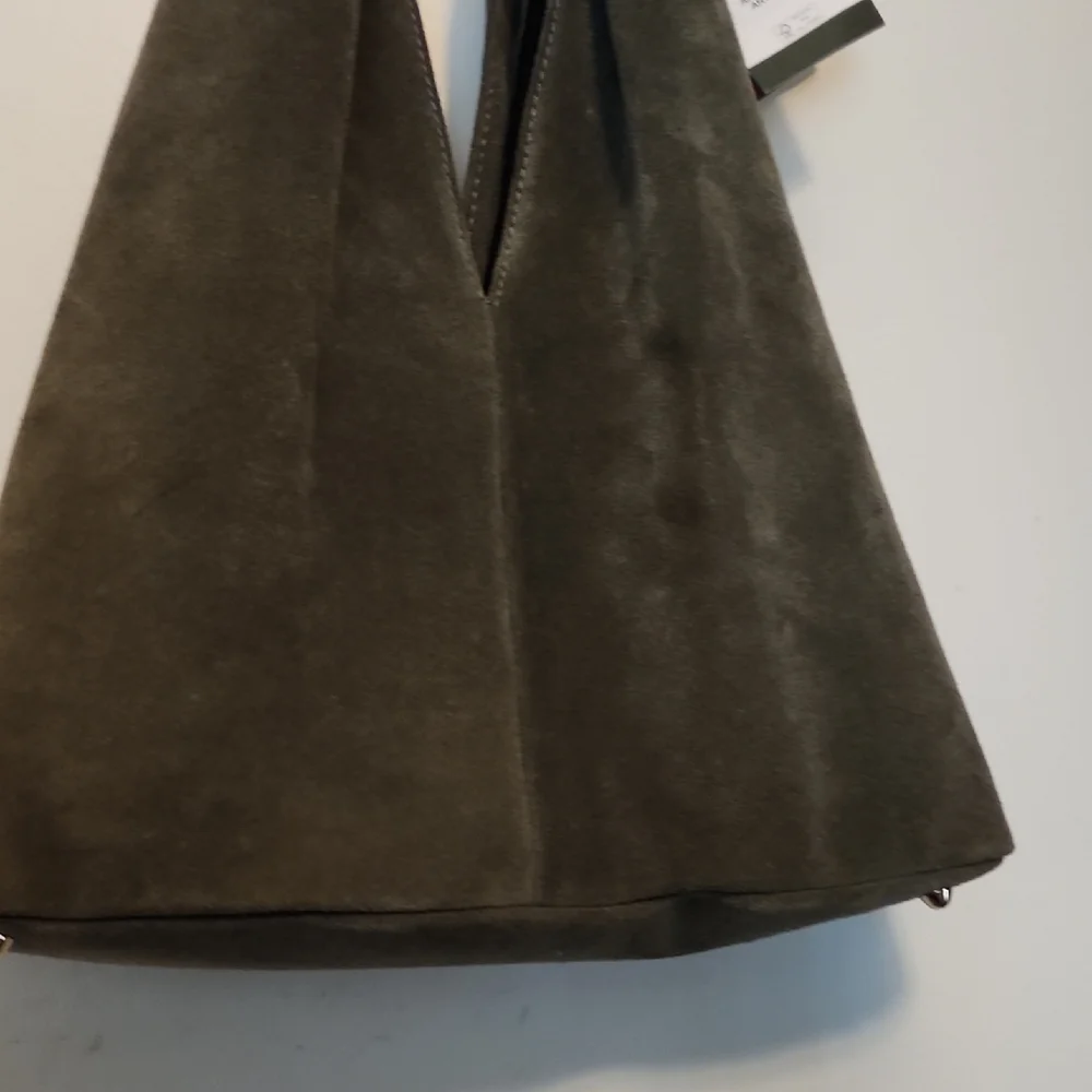 Anna Paola Olive Green Versatile Shoulder Bag with Minimalist Design Suede - Picture 11 of 16